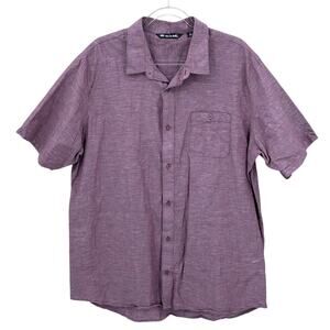 Travis Mathew Shirt Mens XXL Purple Button Up Cotton Short Sleeves Preppy Casual